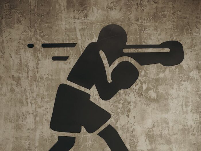 painting of a boxer on wall